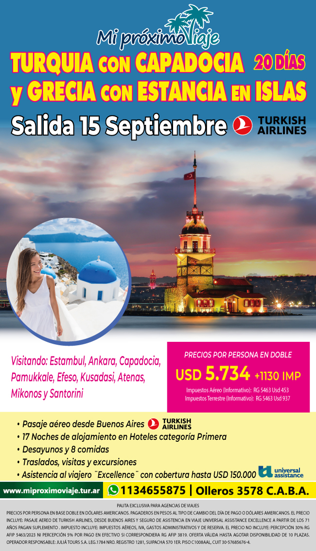 TURQUIA con CAPADOCIA y GRECIA con ESTANCIA EN ISLAS -15 SEPTIEMBRE con Turkish Airlines